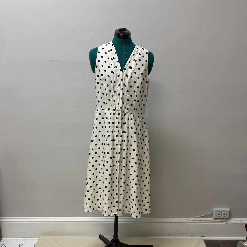 Ann Taylor Black and White Polka Dot Midi Dress